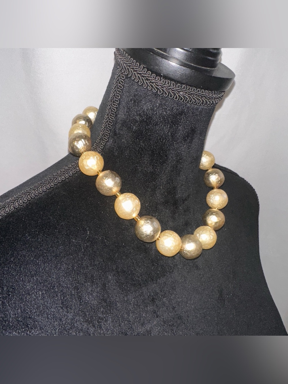 Gold Tone Large Beaded 16” Statement Necklace Elegant Women's Jewelry
